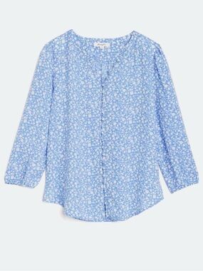 Light Blue Floral Button-Down Top